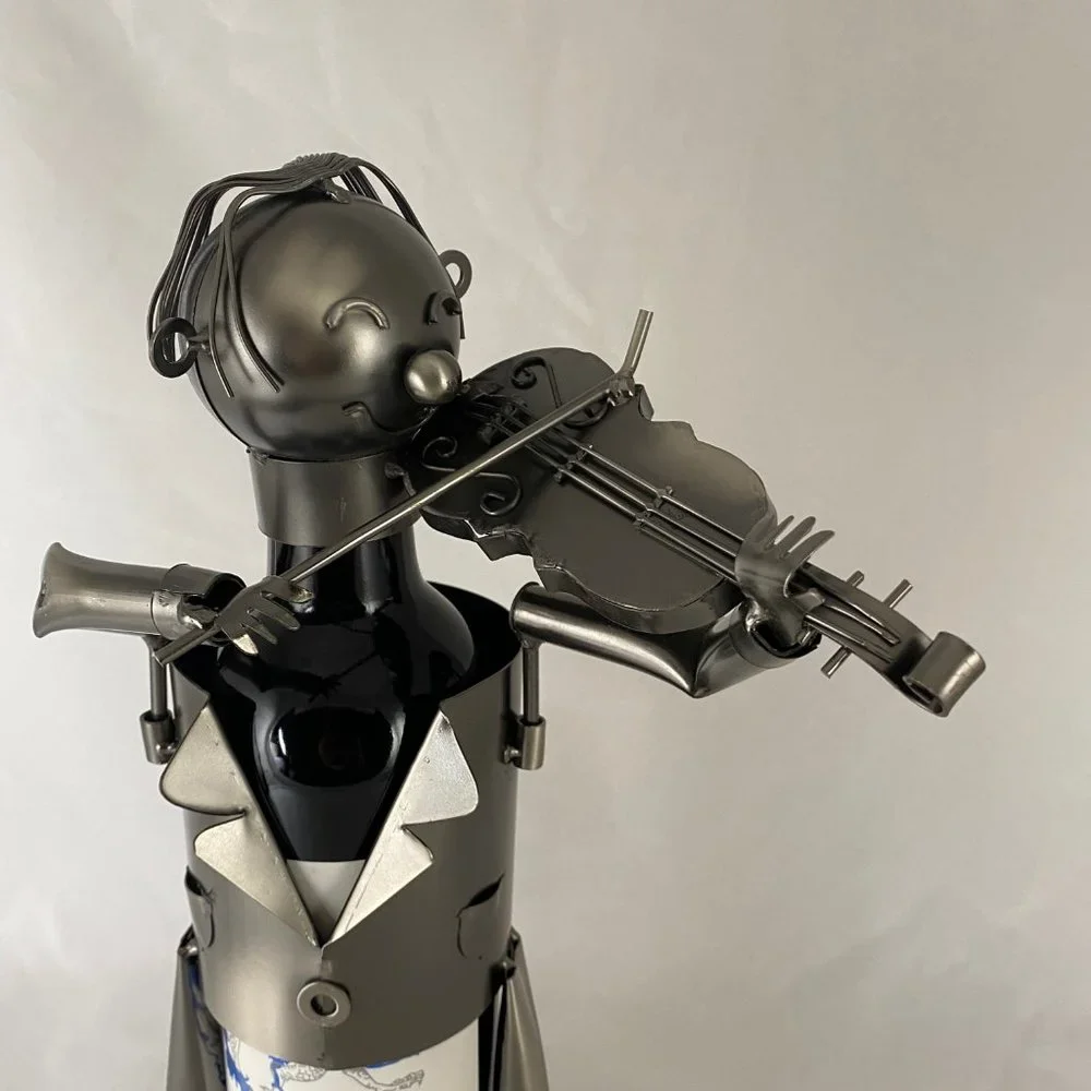 Violinist Metal Wine Bottle Holder